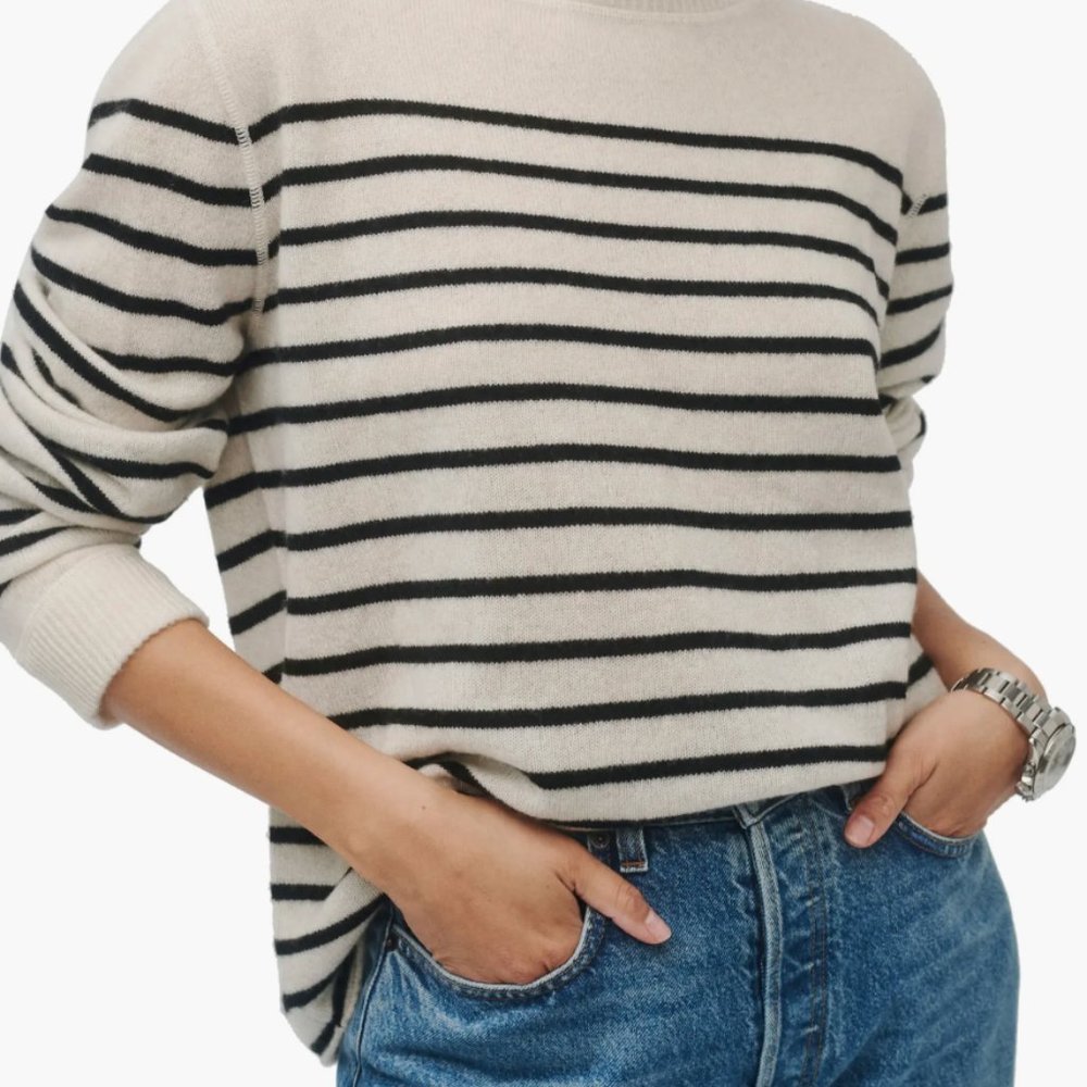 Reformation Stripe Recycled Cashmere Blend Sweater Size M